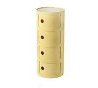 Comodino 3 Elementi in Plastica con Armadietto e Ante, Design Rotondo Creativo, Componibile Multifunzionale per Camera da Letto - per Piccoli Spazi, Semplice Pratica(Yellow,4 Tier)