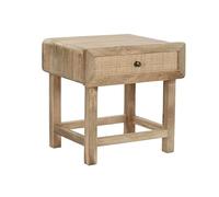 Comodino a 1 cassetto in legno di mango e rattan naturale, 51 x 40 x 51 cm