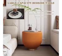 Comodino A Forma di Tazza per Camera da Letto, Tavolino da Divano in Legno con Base A Terra, Non Richiede Installazione(Orange Color)