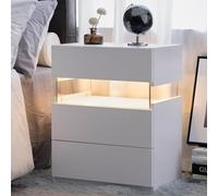 Comodino a LED con 3 cassetti per ampio spazio di archiviazione, design moderno in acrilico, migliora l'atmosfera della stanza