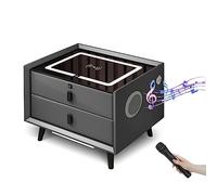 Comodino a led con pannello di vetro, supporto per notte intelligente con luci a LED a 3 di tipo, comodino con stazione di ricarica wireless, comodino con blocco delle impronte digitali (arancione 3)