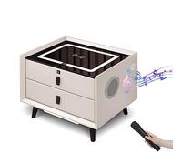 Comodino a led con pannello di vetro, supporto per notte intelligente con luci a LED a 3 di tipo, comodino con stazione di ricarica wireless, comodino con blocco delle impronte digitali (arancione 3)