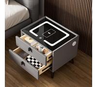 Comodino a LED con ricarica wireless, comodino intelligente con porte USB e 2 cassetti, comodino moderno per soggiorno e camera da letto, 40 cm