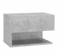 Comodino a Muro Grigio Cemento, Legno Multistrato, 46x29,5x30 cm, 50 kg | Design sospeso salvaspazio, superficie liscia facile da pulire, robusto e stabile, resistente all'umidità, montaggio a parete