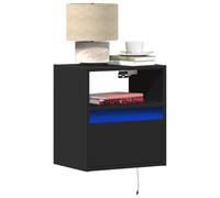 Comodino a Parete con Luci LED RGB Nero Moderno per Camera da Letto, Soggiorno e Ufficio, Design Salvaspazio con Cassetto e Ripiano, Illuminazione Regolabile per Arredamento Contemporaneo