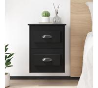 Comodino a Parete Nero 41,5x36x53 cm Wall Mounted Nightstand with 2 Drawers, Modern Bedroom Storage Cabinet, Space Saving Furniture for Small Spaces, Engineered Wood Bedside Table with Sturdy Shelf