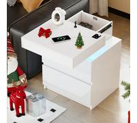 Comodino a specchio con scomparto segreto, comodino a LED con funzione di ricarica, comodini alti con serratura, 3 cassetti con specchio, luci a 3 colori, USB e USB-C, sensore di movimento Comodino mo