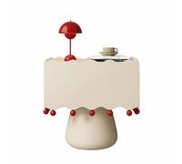 Comodino artistico distintivo. Bordi ondulati + dettagli con perline rosse. Mobile contenitore da camera da letto. Adatto per l'organizzazione del soggiorno(White,(20x16x20in))