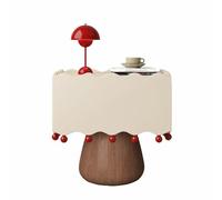 Comodino artistico distintivo. Bordi ondulati + dettagli con perline rosse. Mobile contenitore da camera da letto. Adatto per l'organizzazione del soggiorno(Brown,(16 * 16 * 20in))