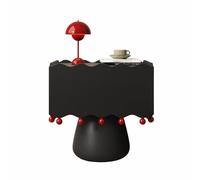 Comodino artistico distintivo. Bordi ondulati + dettagli con perline rosse. Mobile contenitore da camera da letto. Adatto per l'organizzazione del soggiorno(Black,(16 * 16 * 20in))