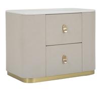Comodino Beauty 60x47x40 cm in Legno MDF e Metallo Crema/Oro