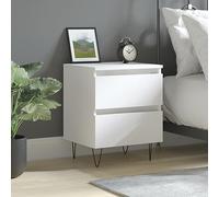 Comodino Bianco 40x35x50 cm Legno Multistrato Nightstand with 2 Drawers, Modern Bedside Table for Bedroom Storage, White Engineered Wood End Table with Stable Top for Living Room Decor