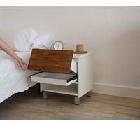 Comodino bianco compartimento segreto serratura NFC App camuffato cassaforte invisibile vano nascosto doppio fondo comodino occultato arredo antifurto mobile spia per soldi gioielli documenti chiavi