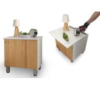 Comodino bianco con porta in pino massello compartimento segreto serratura NFC App mobile camuffato cassaforte invisibile vano nascosto posteriore doppio fondo comodino occultato arredo antifurto