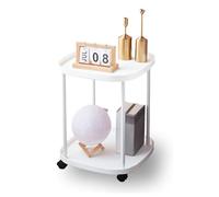 Comodino bianco con ruote, tavolino con struttura in metallo a 2/3 ripiani, divano quadrato e tavolino da tè per camera da letto, soggiorno, ufficio, facile da montare, design moderno.