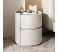 Comodino bianco in legno massello moderno e minimalista per camera da letto, comodino rotondo con cassetti portaoggetti, cassettiera, comodino in legno, mini comodino, armadietto portaoggetti ( Color