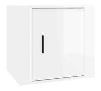 Comodino bianco lucido 50x39x47 cm in legno di ingegneria | Design alla moda, legno ingegneristico, superficie liscia, comodo stoccaggio, piano stabile, manuale di montaggio incluso