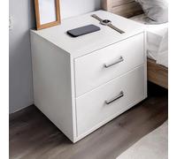 Comodino Camera da Letto Moderni con 2 Cassetti Ripiano Tavolino con Barre Portaoggetti Evita la Caduta Mobiletto in Legno Melaminico con Piedi Antiscivolo da Notte 43 x 40 x 44 cm (Bianco)