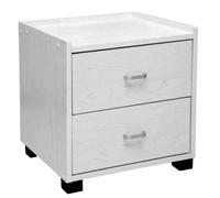 COMODINO CAMERA DA LETTO MODERNO 2 CASSETTI LEGNO ROVERE SBIANCATO 444340 cm