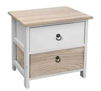 COMODINO CASSETTIERA LEGNO 2 CASSETTI MOBILE MODERNO BIANCO ROVERE h424029 cm