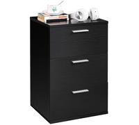 Comodino Cassettiera Moderno con 3 Cassetti da Camera da Letto Mobiletto Nero