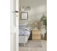 Dmora - Comodino Chelle, Comò basso, Tavolino da notte, Mensola da letto, 50x40 h50 cm, Rovere