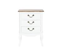 Comodino classico a 3 cassetti Legno bianco 47x35x66 cm