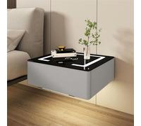 Comodino, comodino a LED con cassetti portaoggetti - 2024 sospeso intelligente moderno galleggiante per camera da letto soggiorno giovani (rosa, 48 x 49,9 x 18 cm)