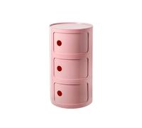 Comodino, comodino nordico moderno con cassetti e porta scorrevole, per camera da letto, comodino rotondo a 2/3/4 ripiani, in plastica, colore rosa, 3 livelli
