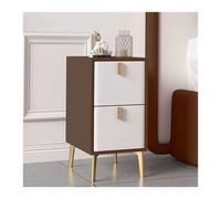Comodino Comodino stretto dall'aspetto elegante in pelle artificiale, comodino piccolo, sottile, tavolino laterale for piccoli spazi, camera da letto, lato divano (marrone+bianco)(L30xD36xH52cm)