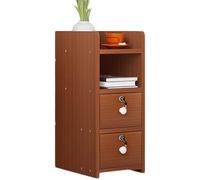 Comodino compatto con serratura, mini scatola portaoggetti per camera da letto o ufficio design slim finitura noce rossa Dimensioni: 30 x 32 x 60 cm Facile da montare ideale per piccoli spazi