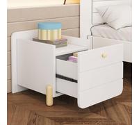 Comodino con 1 Cassetti, Comodini da Camera da Letto Tavolino da Letto Legno Cassettiera con Piedini Comodino con Ripiani Design Silenzioso dei Cassetti per Soggiorno e Camera (Bianco, 1 cassetto)