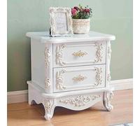 Comodino Con 2 Cassetti, Comodino Moderno Di Metà Secolo, Intagli Dorati Decorano Il Tavolino Laterale In Legno, Mobili Provinciali(White,16x19in/40x48cm)