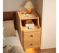 Comodino con 2 cassetti e ripiano scorrevole, in legno massello, moderno, stile metà secolo, tavolino compatto per camera da letto e soggiorno