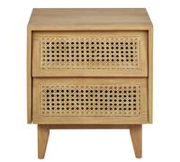 Comodino con 2 cassetti in paglia di Vienna