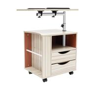 Comodino con altezza regolabile 50 x 40 x 70 - 90 cm, comodino con cassetti e ripiani aperti, tavolino mobile con ruote per camera da letto, soggiorno