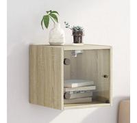 Comodino con Anta in Vetro Rovere Sonoma 35x37x35 cm Comodino Moderno Comodino Piccolo Comodino Stretto Comodini Camera Da Letto Moderni per Salone Sala Da Pranzo Soggiorno Dormitorio Universitario