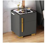 Comodino con cassaforte Nascosta, Comodino con Stazione di Ricarica e Porte USB/Type-C, Comodino a LED a luminosità Regolabile, per Camera da Letto, Ufficio,Dark Gray,50x40x40cm