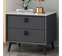 Comodino con cassetti, Comodino Moderno, Comodini Camera da Letto, Tavolino con Piano in Marmo, per Soggiorno/Camera da Letto (Colore: Grigio Scuro, Dimensioni: L-50cm)