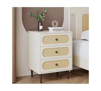 Comodino con cassetti in legno rattan comodino salvaspazio multistrato bianco 40 x 67 cm, perfetto per la decorazione della camera da letto