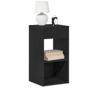 Comodino con Cassetto Rovere Nero 35x34x66,5 cm Nightstand with Drawer Bedroom Furniture, Black Oak Finish Storage Table with Open Shelf for Bedroom, Living Room, Durable Particle Board Modern Design