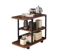 Comodino Con Contenitore, Carrello Da Tè Mobile Con Ruote, Scaffali Aperti A Tre Livelli, Occupa 0,2 M², Adatto A Piccoli Spazi.(Black)