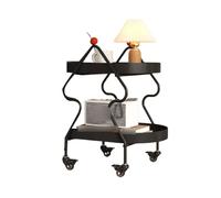 Comodino Con Contenitore,tavolino Da Caffè Portatile E Leggero Con Un Piano A Doppio Strato E Ruote,che Sostiene Un Peso Fino A 30 Kg(Black)