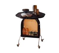 Comodino Con Contenitore, Tavolo Da Tè/armadietto Mobile Con Piano Aperto A Doppio Strato E Ruote, Capacità Di Peso Di 25 Kg, Adatto A Piccoli Spazi(Black)
