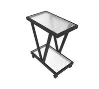 Comodino Con Contenitore, Tavolo Da Tè/armadietto Mobile Con Ripiani Aperti E Ruote A Doppio Strato, Capacità Di Peso Di 15 Kg, Adatto A Piccoli Spazi(Black,45x20x55cm)