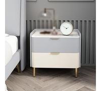 Comodino con doppio cassetto, con gambe affusolate per risparmiare spazio, perfetto per organizzare la camera da letto o il soggiorno