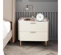 Comodino con doppio cassetto, con gambe affusolate per risparmiare spazio, perfetto per organizzare la camera da letto o il soggiorno