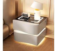 Comodino con presa di ricarica, comodino intelligente per camera da letto e soggiorno, in legno massello con cassetti, decorazione per la casa a LED per giovani