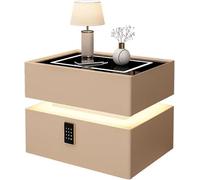 Comodino con Ricarica Wireless Intelligente e Blocco Password, Moderno Comodino sospeso con cassetti portaoggetti, Elegante tavolino Laterale per Camera da Letto e dormitorio (Beige, 19,7" x1