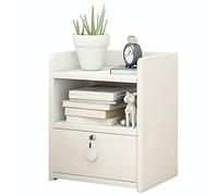 Comodino con serratura con ampio piano di lavoro e cassetto, facile da installare, moderno tavolo portaoggetti per organizzare gli oggetti essenziali notturni